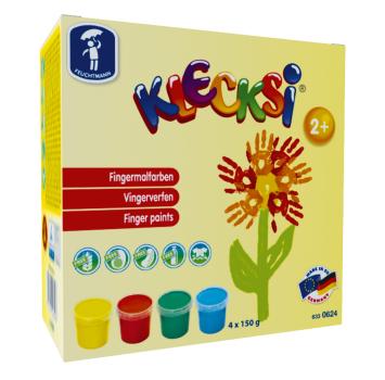 KLECKSi BASIC MINI – Tropffreie Fingerfarben für kleine Künstler (4 x 150 g)